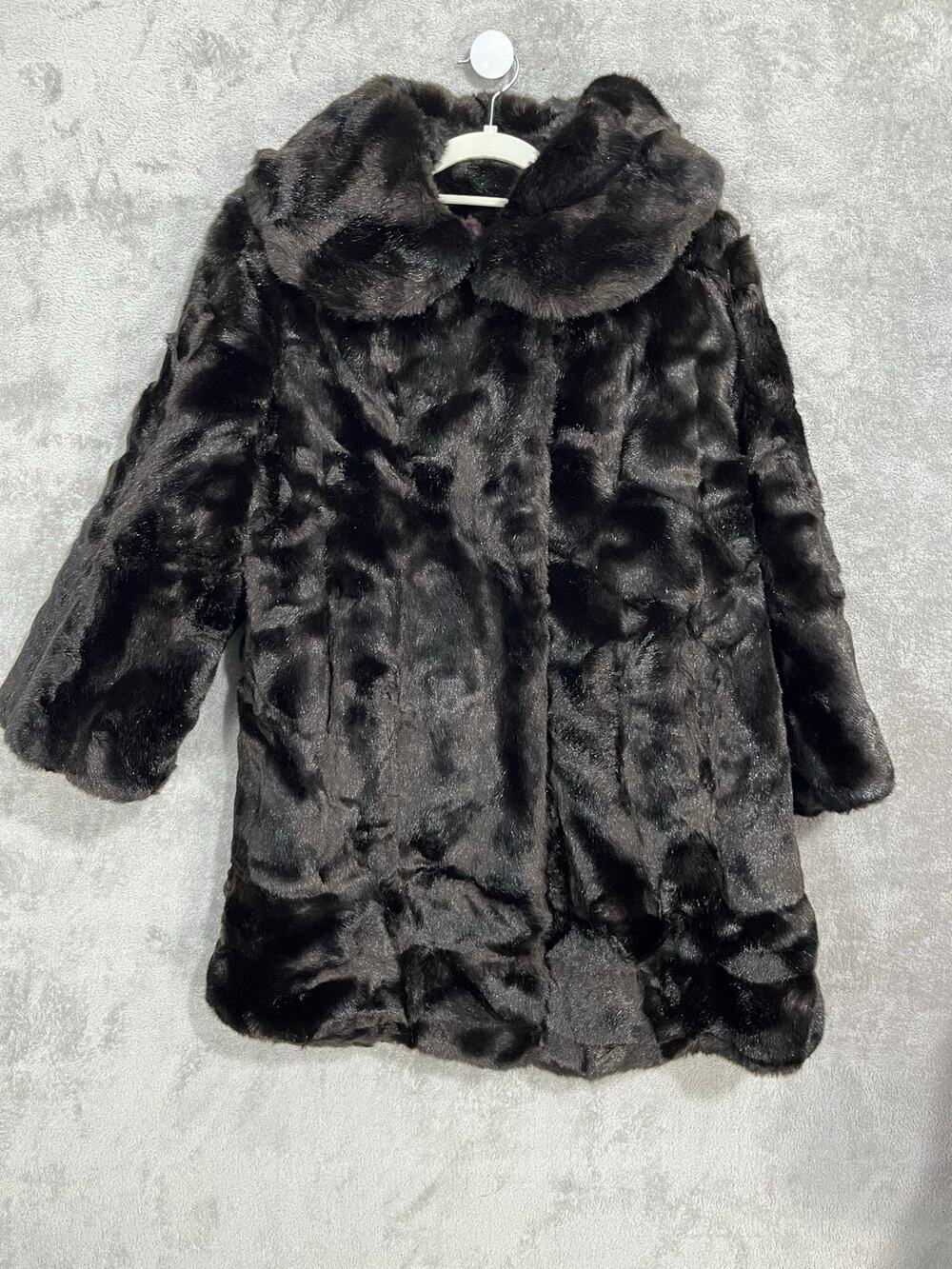 VTG Tissavel France Faux Mink Fur Coat Large Brown Union Made Glam Luxury